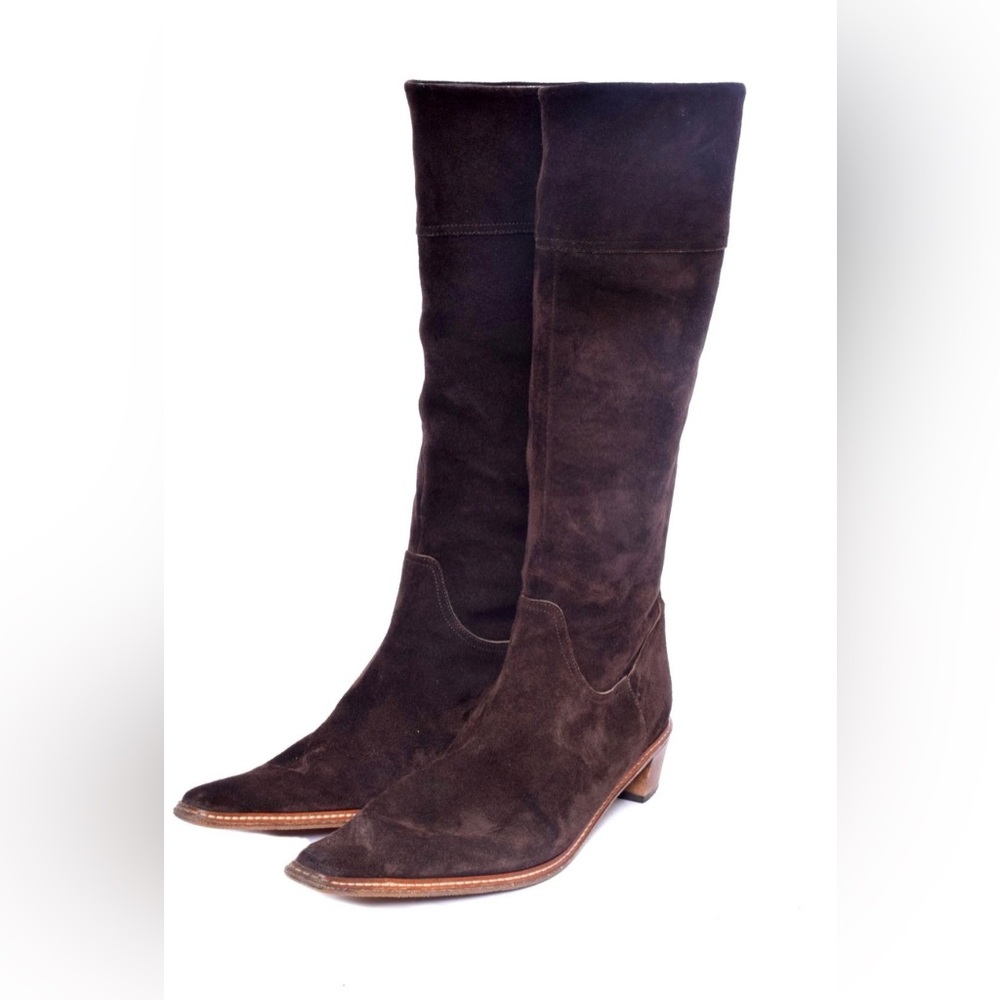 Vintage 90s Suede Brown Boots Size 38